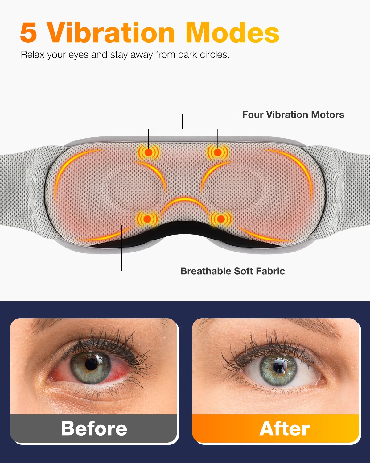 Smart Rechargeable Washable Eye Massager Foldable Electric Air Pressure Mask Vibration and Heat Eye Massage Machine