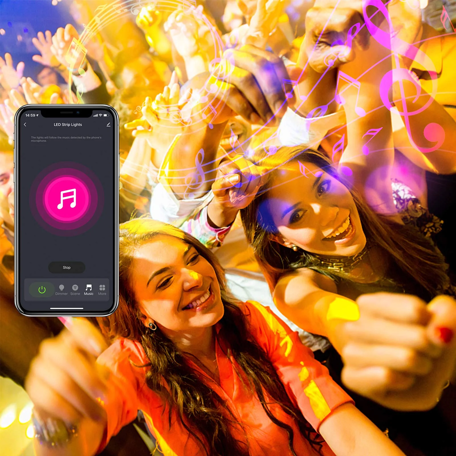 DC 12V 15m 50ft 5050 RGB Color Changing DIY Dimmable Holiday Motif Party Decoration Tuya WIFI APP Control Smart LED Strip Light