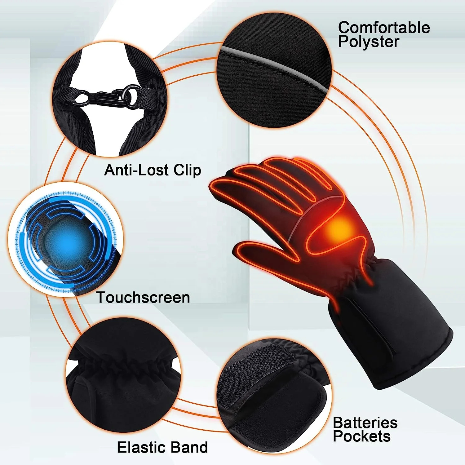 Outdoor Indoor Electric Battery Heated Gloves for Men and Women Hand Warmer Glove Liners for Climbing Hiking Cycling