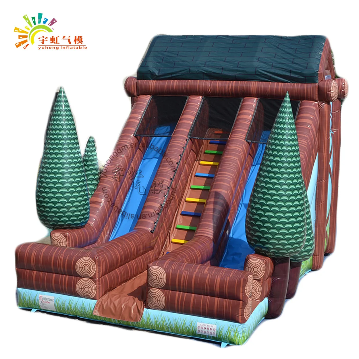 2021 hot sell woods park slide jumping bounce castle inflatable water slide with pool