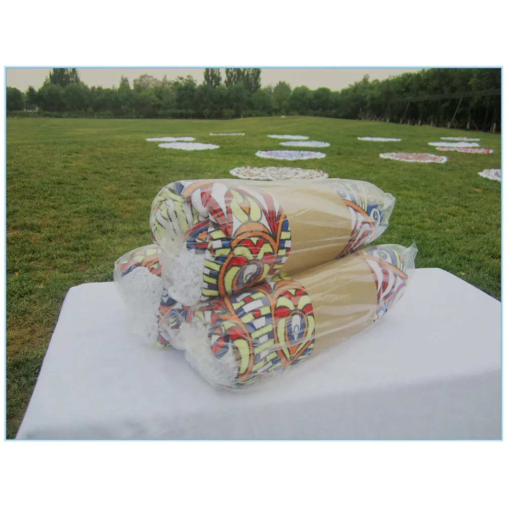 Wholesale 100% Microfiber Beach Towels Custom Design Printed 150*150cm Round Beach Towel With Tassel