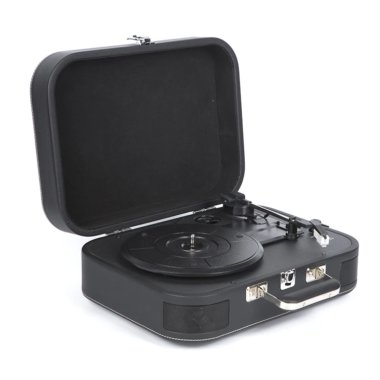 Support 3 Speed Vinyl Record Play Portable Hot Sale Modern Phonograph Briefcase Bluetooth Sound System Earphone Turntable Player