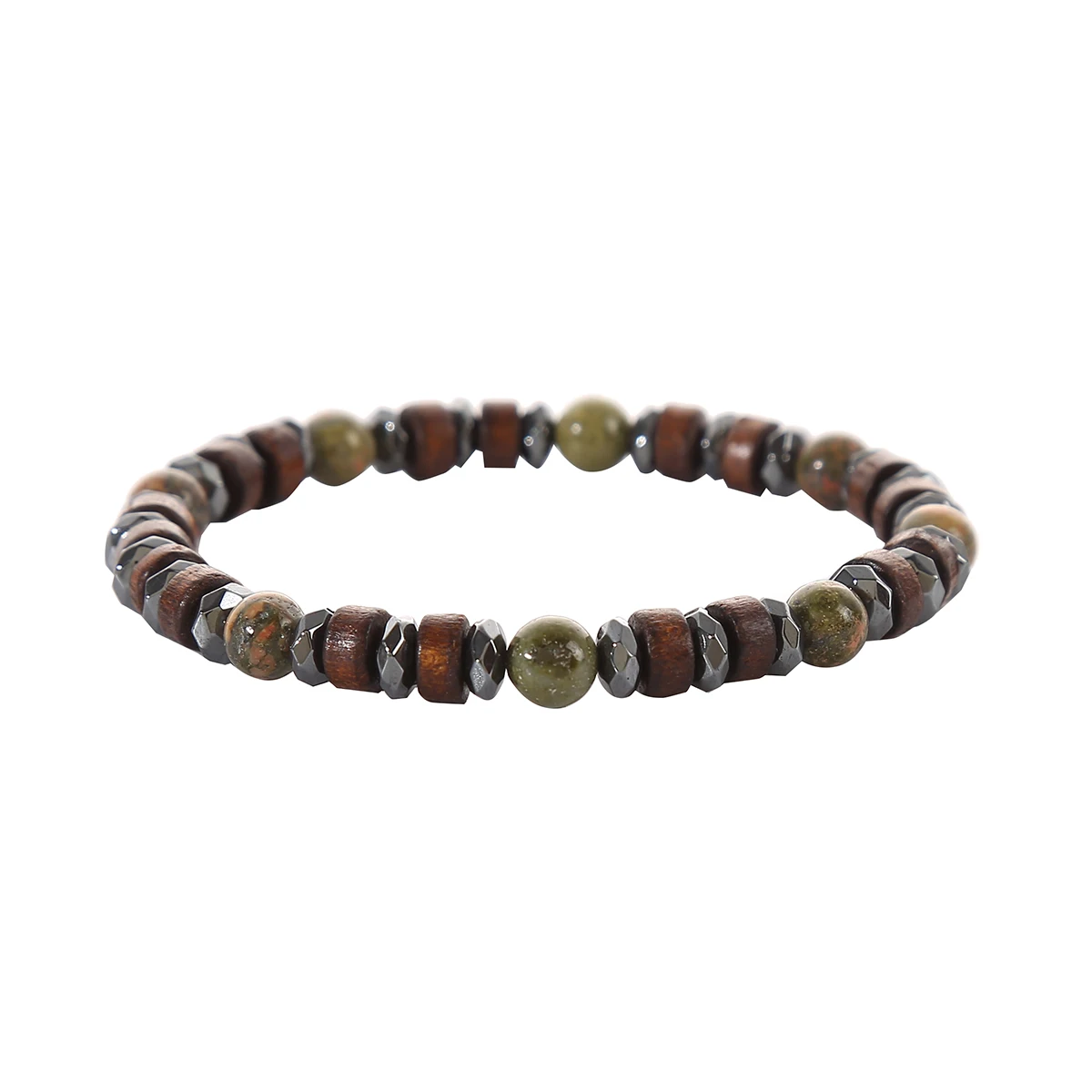 Fashion Natural Black Lava Stone bracelet natural black matte stone patchwork coconut shell wood bead bracelet for men