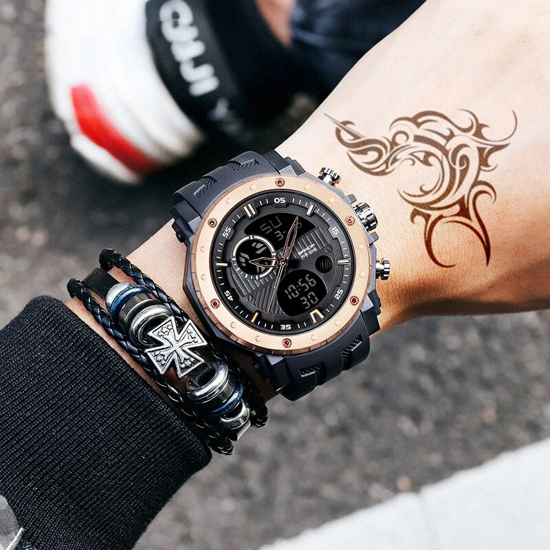 Mens Digital Sports Watch Outdoor Alarm Stopwatch 3ATM Waterproof Men Wristwatches