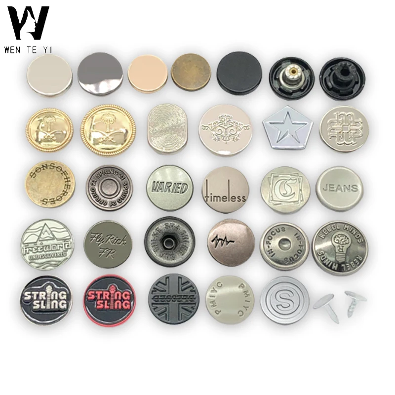 Wholesale remove metal alloy brass customized logo sustainable magnetic shank button jeans pant denim buttons and rivets