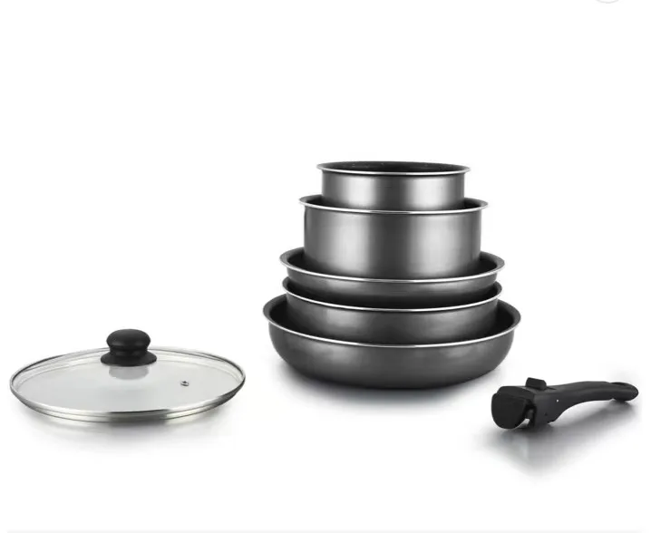 colli induction aluminum cooking pots non-stick coating easy to clean cookware sets with detachable handle