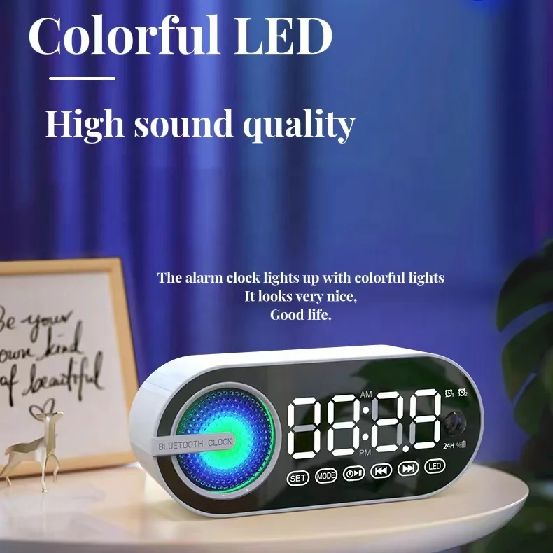 Multifunction Bluetooth Smart Bluetooth Audio Speaker Gift Alarm Clock Mirror Clock Audio Small Speaker