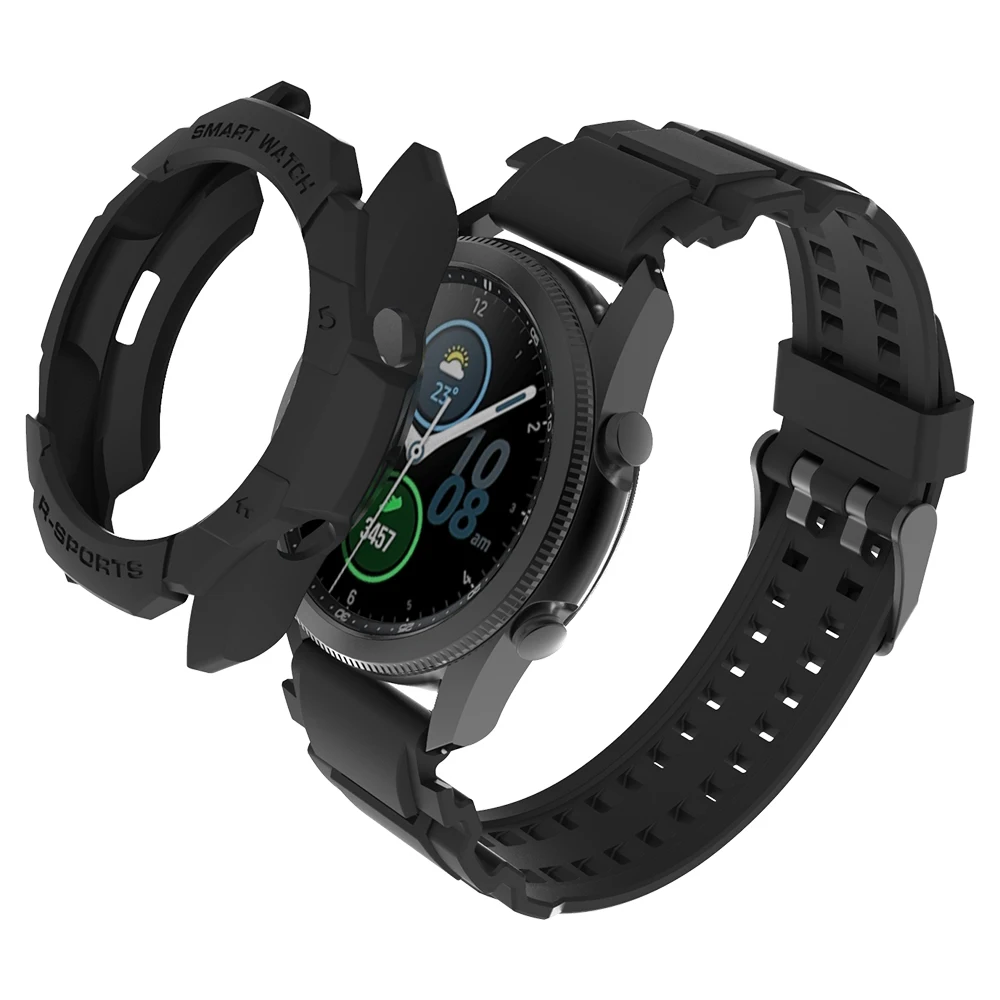 Силиконовый ремешок для наручных часов и защитный чехол для Samsung Galaxy Watch 3, набор ремешков и чехлов для Samsung Galaxy Watch 3 45 мм