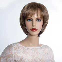 Aishili wholesale Short Brown Straight Highlights Synthetic Hair Wigs For Women vendor factory of synthetic wigs