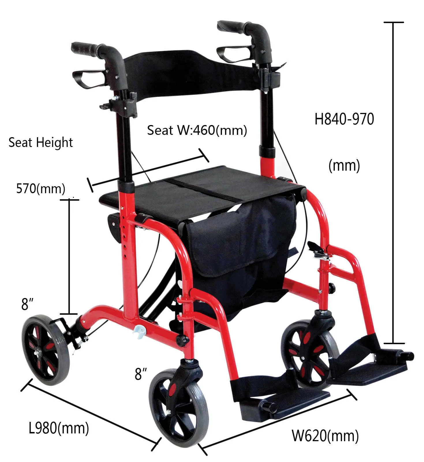 Lightweight Aluminum Used Manual Wheelchair Rollator Walker for sale