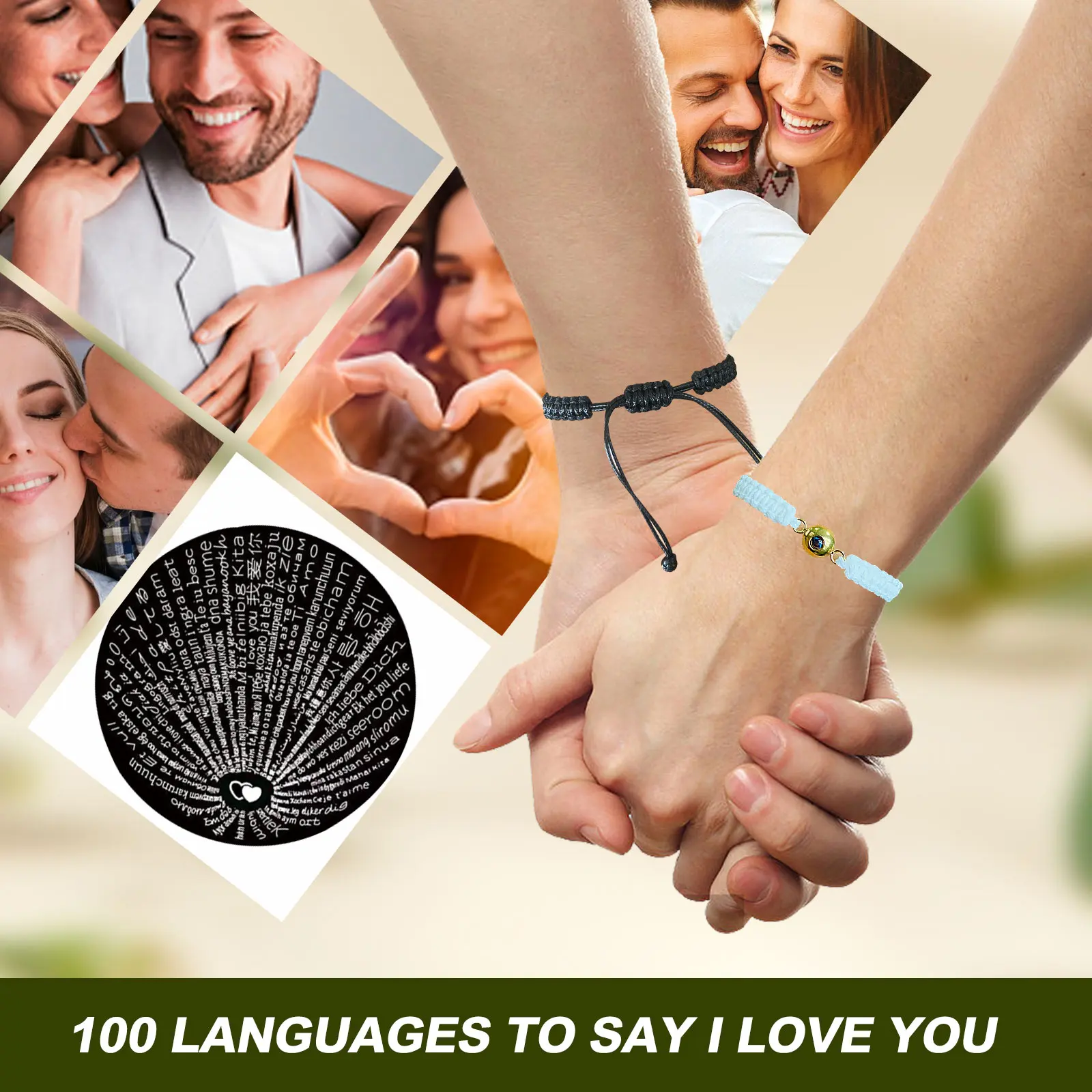 Браслет-Шарм из нержавеющей стали 100 языках я люблю тебя ручной работы регулируемый тканый браслет дружбы пара ювелирных изделий