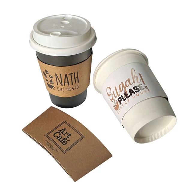 Cup sleeves for cold drinks custom hot coffee cup cardboard lid sleeves handle thermo ice  coffee cup sleeve kpop