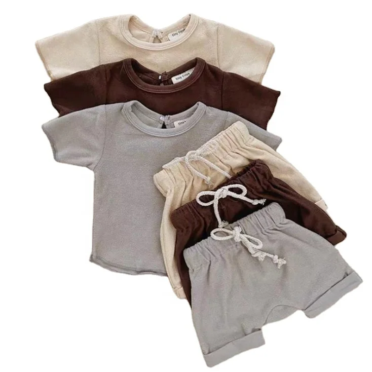
Wholesale Children Boutique Clothing Shorts Sleeve Summer Sweatshirt Baby Boy Clothes Sets Outfits with Elastic Belt 