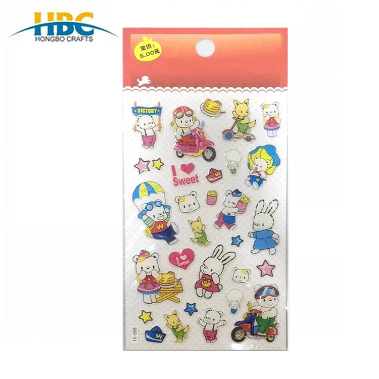 Wholesale Cartoon Design Child Cute Adhesive Acrylic Sticker Mini Clear 3D Dome Epoxy Stickers