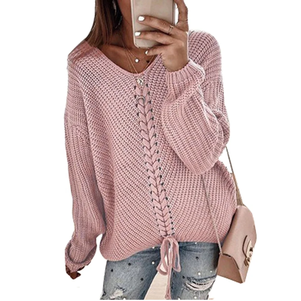 Для женщин с длинным рукавом v-образным вырезом вязанные кардиганы плюс размера 2019 Осень Зима Свободный пуловер Свитера