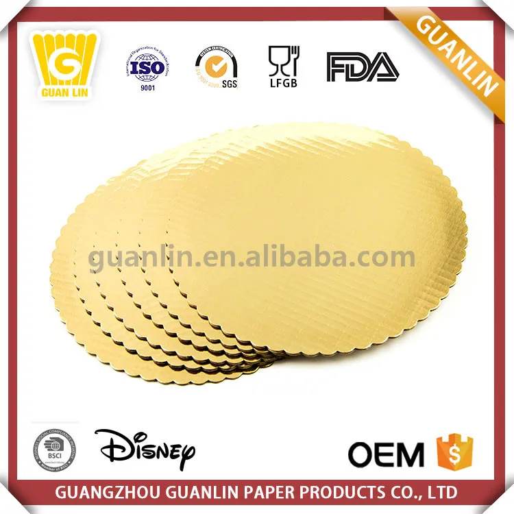 Professional large custom decorative gold round foil paper cover drum cake board