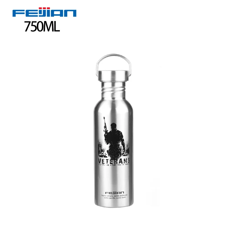 FEIJIAN	sport thermos water bottle single wall 304 stainless steel flask for outdoor water bottle lid