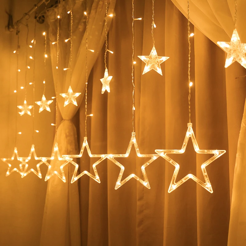 Fairy Lights Festoon Led String Lights Star Garland Window Curtain Indoor decoracion navidad Christmas Party Wedding Lighting