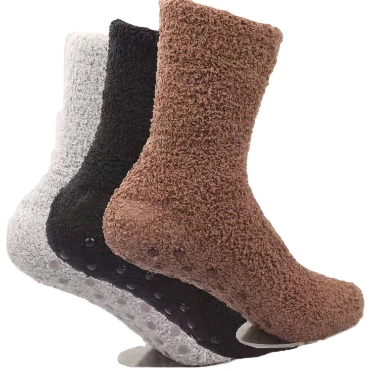 Зимние толстые Уютные теплые полиэфирные пушистые носки Senweite с захватами
