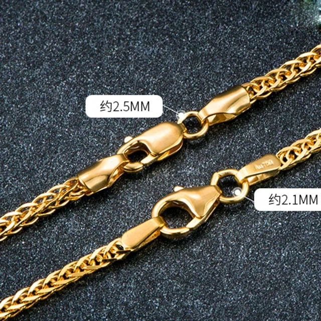 Xinfly Bulk Sale Trendy new design Pure real Chopin chain Clavicle solid 18K Yellow Gold Chain