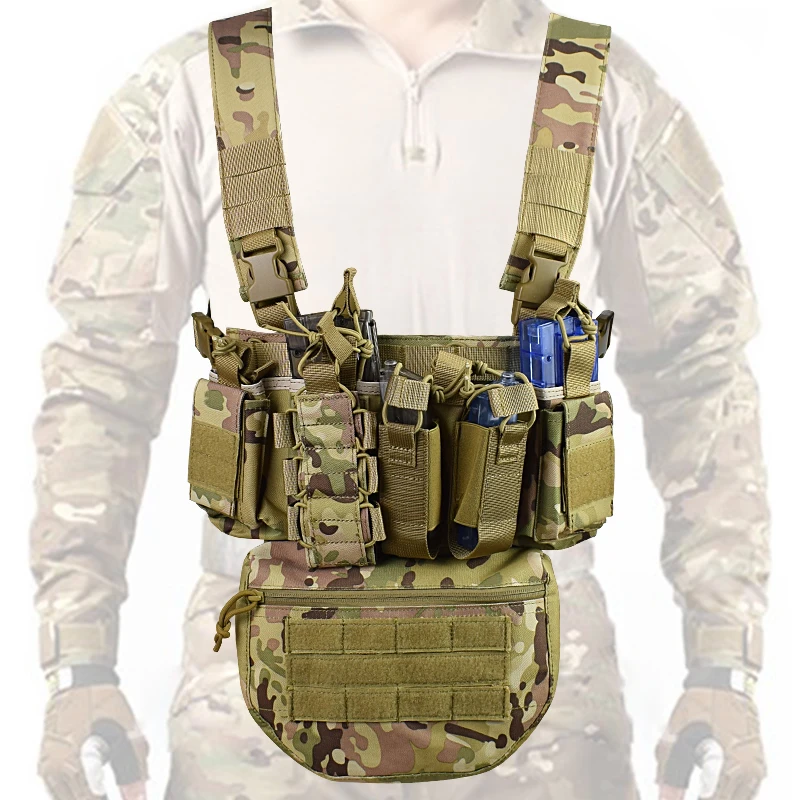 ActionUnion 1000D Custom Outdoor Pack Mini Camouflage Vest Hunting Molle Pouch Tactical Chest Rig with Mag Admin Pouch
