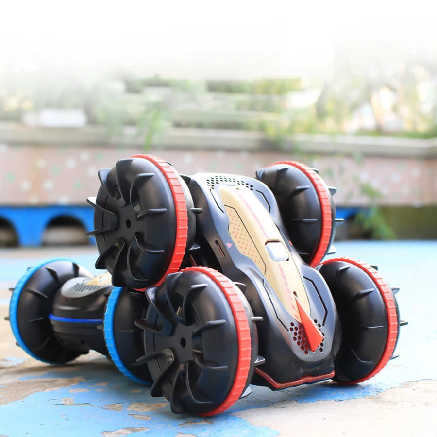 2.4G Amphibious Stunt RC Car 4WD Remote Control Car With Light Gesture Induction Double-sided Tumbling  Rc offroad Car Toys