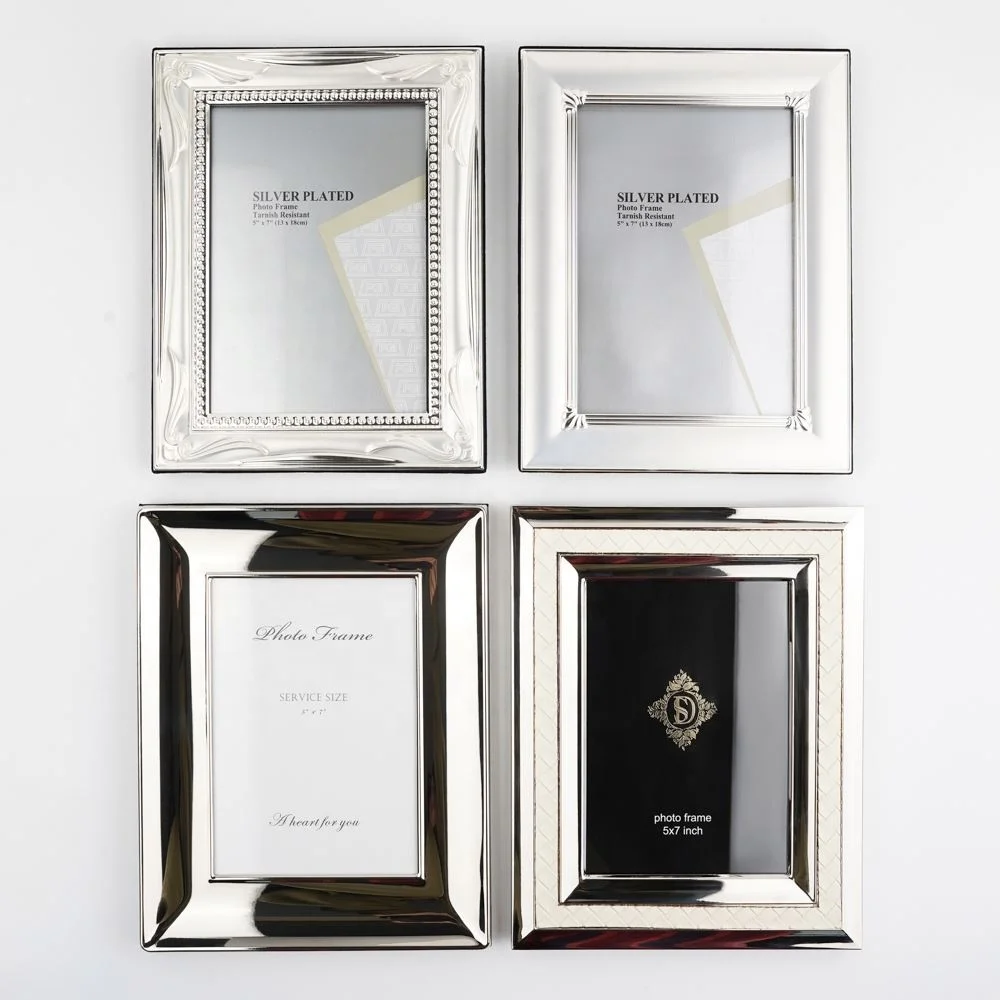 Simple Silver Plated Metal Photo Frame For Wedding Family Picture