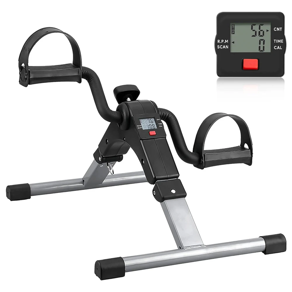 Folding Pedal Exerciser Mini Exercise Bike Under Desk Bike Pedal Exerciser with LCD Display Desk Bike Peddler Machine for Adults
