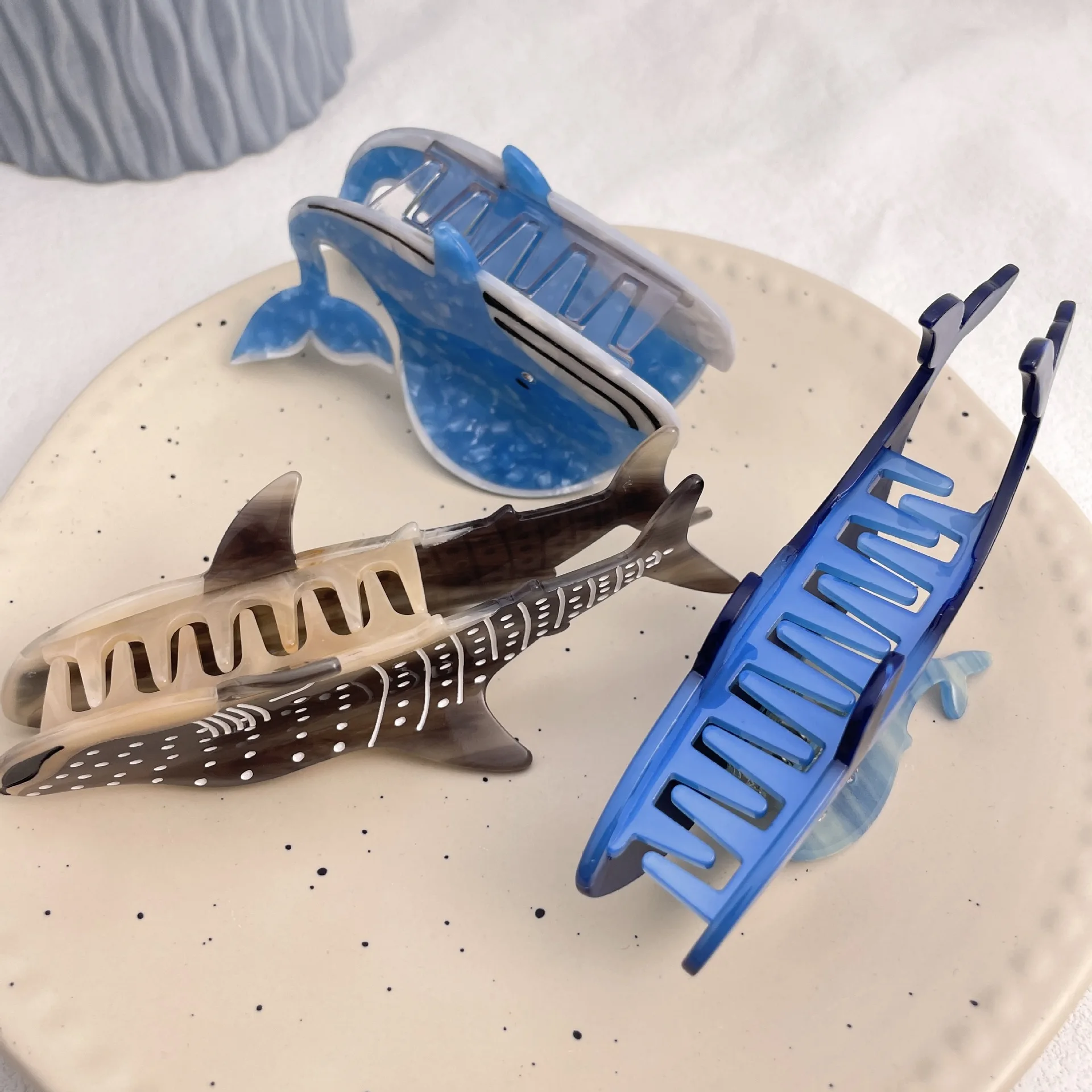 2024 Acetate Animal Shark Hair Claw Acetic Acid Sea Whale Shape Hair Claw Clip Cute Cartoon Personality Sardine Hair Accessories