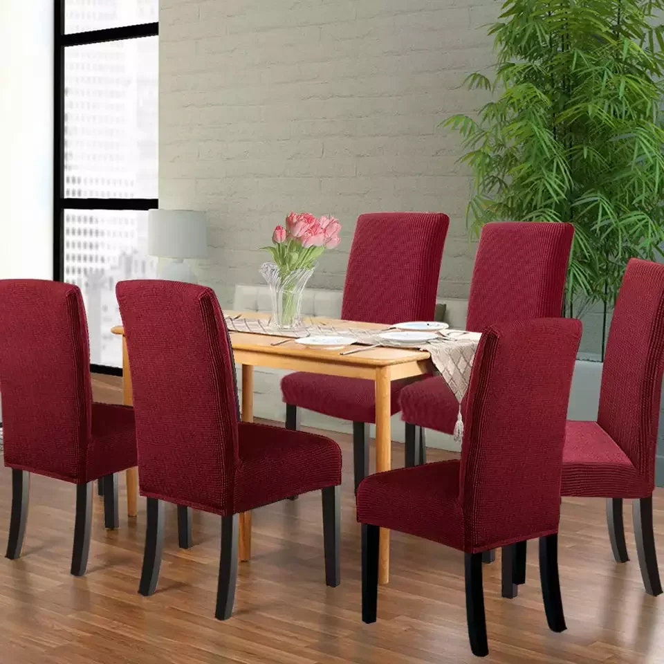 Sample Available Solid Jacquard Chair Covers Stretch For Wedding Dining Room Office Chair Cover