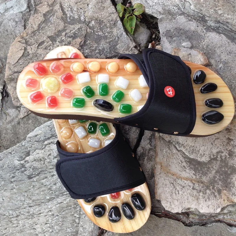 Ladies Cheap Natural Pebble Spa Kneading Summer Acupuncture Healthy Cork Sandals Women Foot Massage Shoes