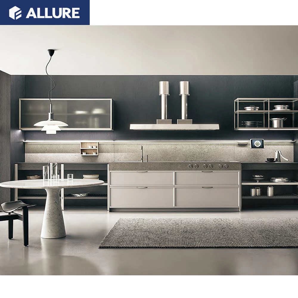 Allure Stainless steel Smart kitchen cabinet Set Industrial fashion Style Luxury modern design kitchen cabinets wholesale