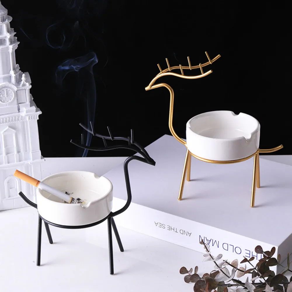 Nordic style ins light luxury gold cartoon elk shape ashtray exquisite ornament table top