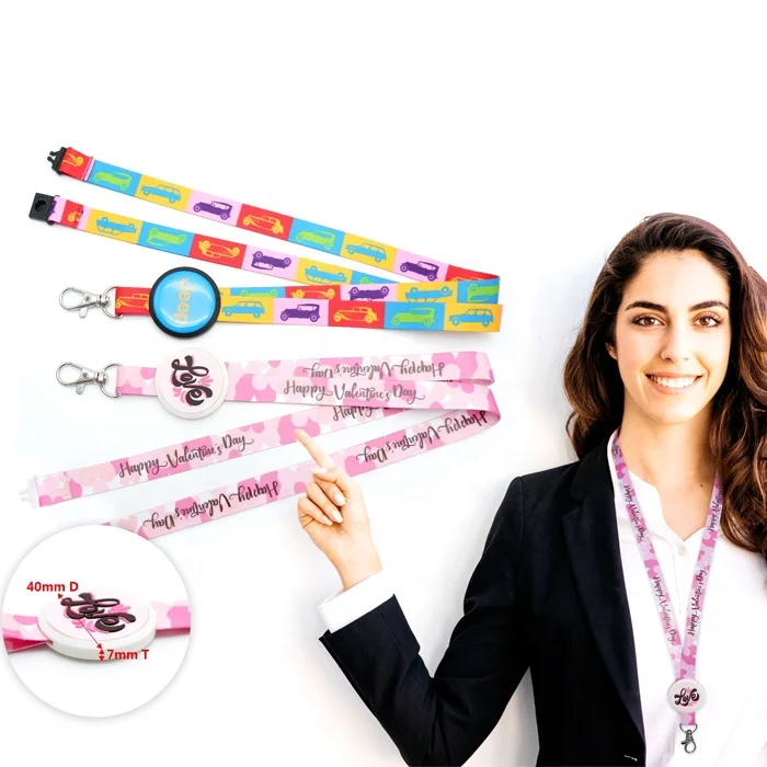
Custom printed cool designs personalized love pink neck lanyards 
