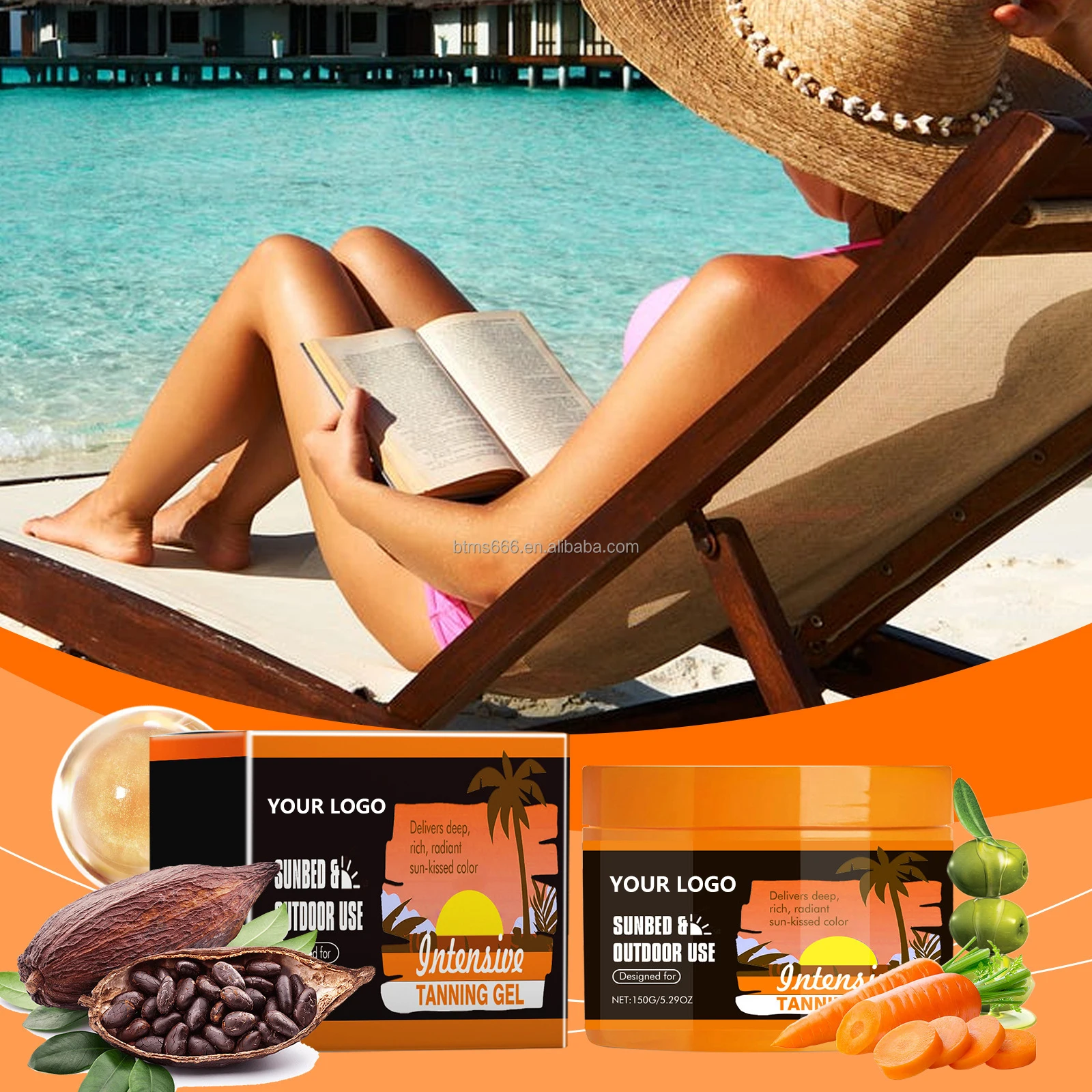 OEM ODM Immediate Glow Extreme Tanning Gel Boost Tanning Complex Against Harmful UV Rays Intensive Tan Hydation Gel Custom Logo
