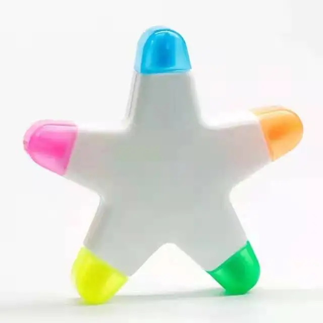 Wholesale Highlighter Multi Colored Black Eraser Promotional Star Shape Highlighter Pen