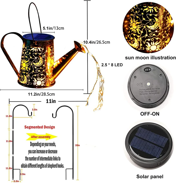 Solar Watering Can Light Hanging Kettle Lantern Light Waterproof Garden Solar Lantern Garden Light for Patio Big Tree Yard Table