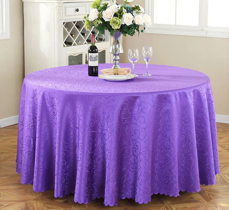 Wholesale Jacquard Polyester Tablecloth Damask Round Washable Tablecover for Hotel Dining Restaurant Banquet Party Wedding Decor