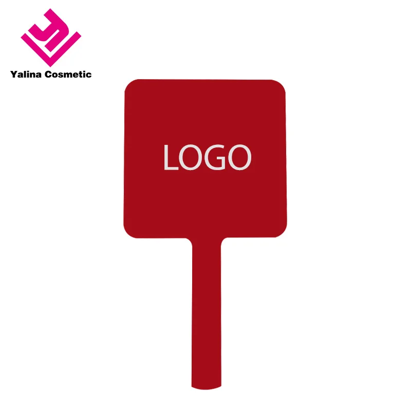 Wholesale Private Label Custom Logo Square Travel Pocket Mirror Smart Size Makeup Mirror Acrylic Cosmetic Handle Mirror