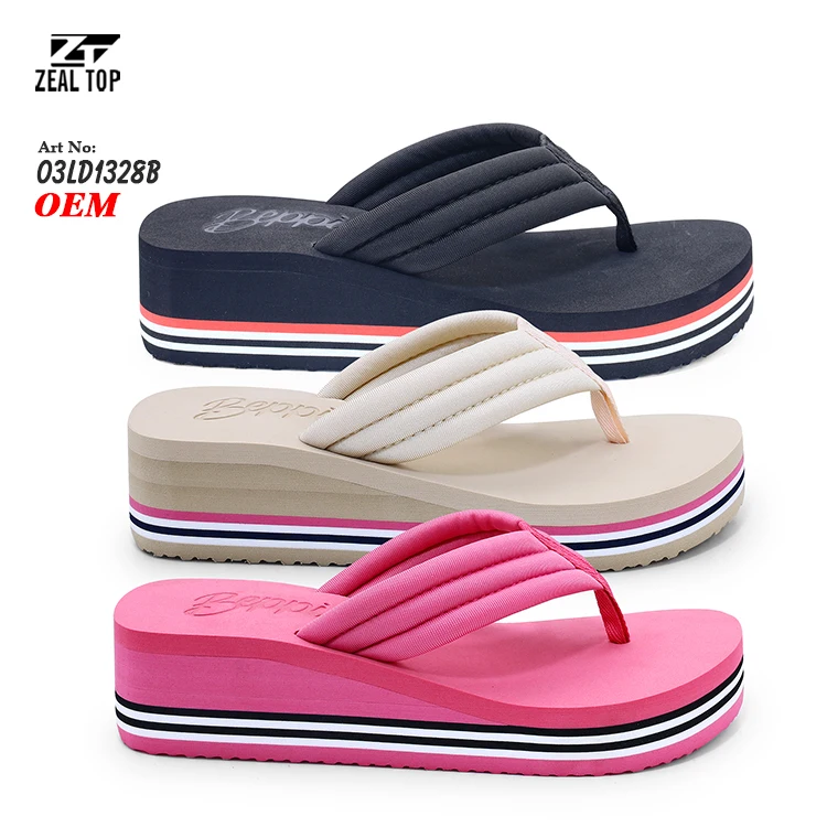 new thick bottom slope heel ladies flip-flops high quality wholesale price beach leisure flip flops sandals for ladies
