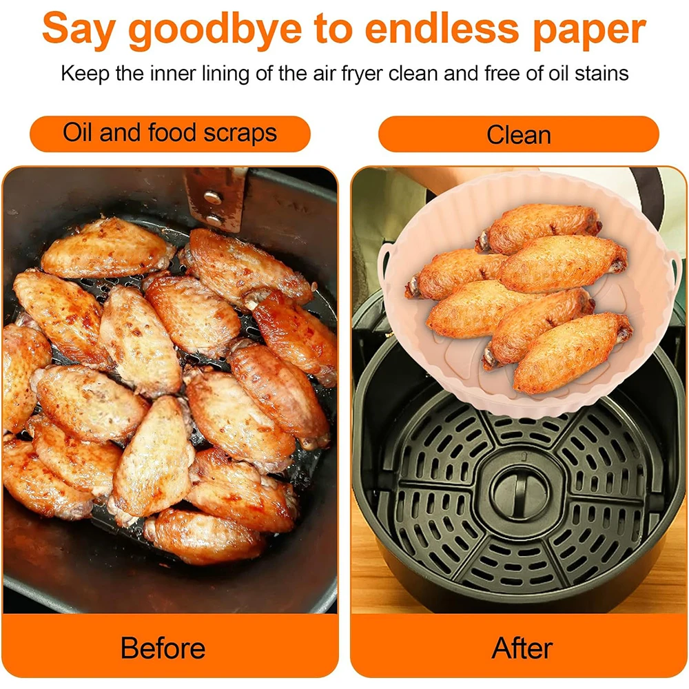 8 Inch Non-stick Reusable Food Grade Air fryer Silicone Pot Basket Liner Air Fryer Silicone Pot for Air Fryer