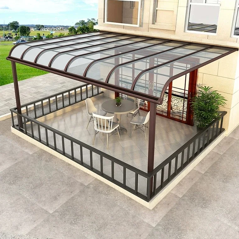 Outdoor Straight Type With Posts Rain Resistant Patio Cover Canopy Aluminum Awnings