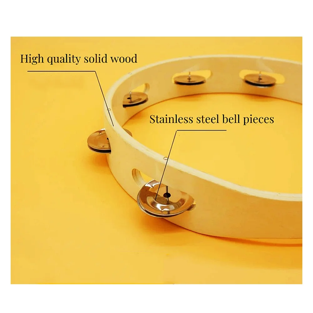 JELO LY-2 High Quality 4 Inch Hand-Held Drum Tambourines Wooden Musical Instrument Toy
