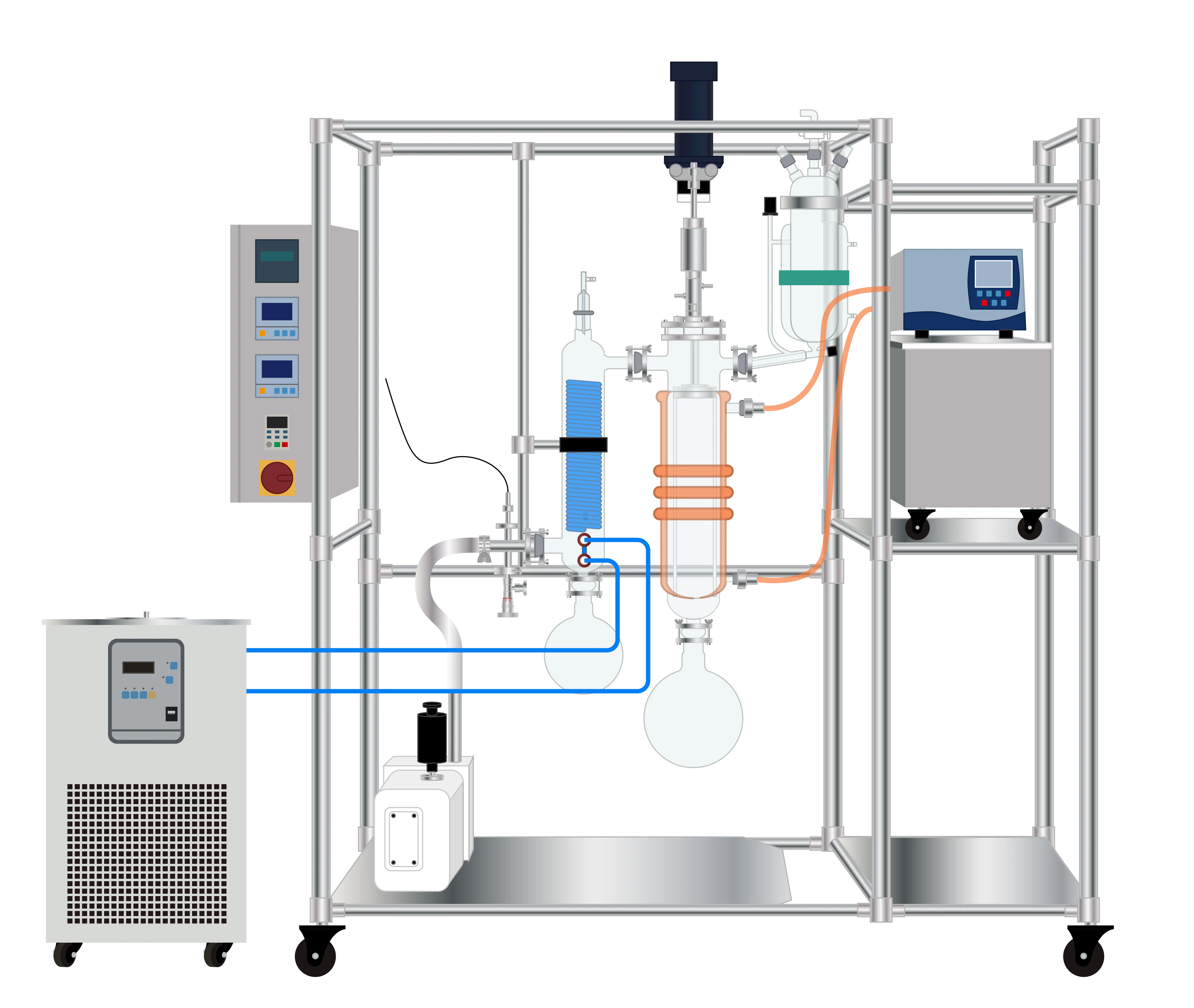 ANYAN 10 Litre Vacuum Glass Wiped Film Distillation Column Reflux Condenser Rotary Evaporator with Water Bath