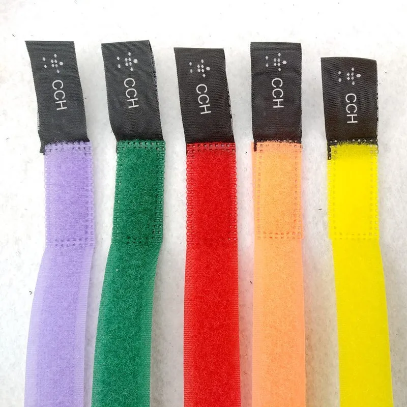Custom Logo Colored Hook And Loop Fastening Straps Nylon hook and loop