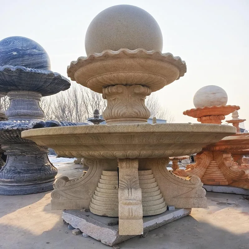 HZX Outdoor Modern Design Style Sunred Marble Lady Water Fountain Natural Stone Statue