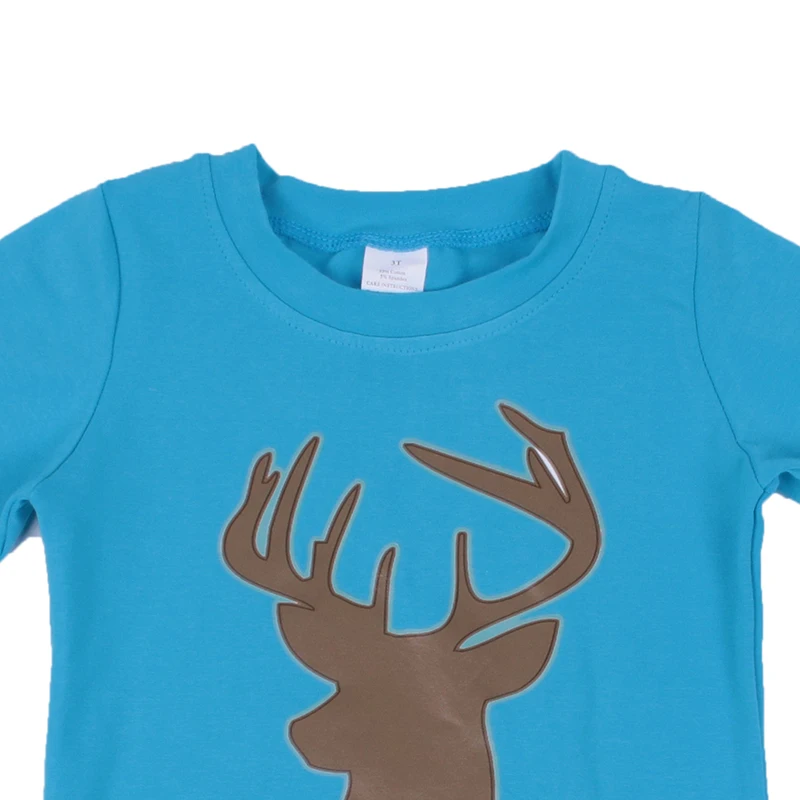 
Christmas Baby Boy Shirt Autumn 100% Cotton Reindeer Transfer Long Sleeve Top 