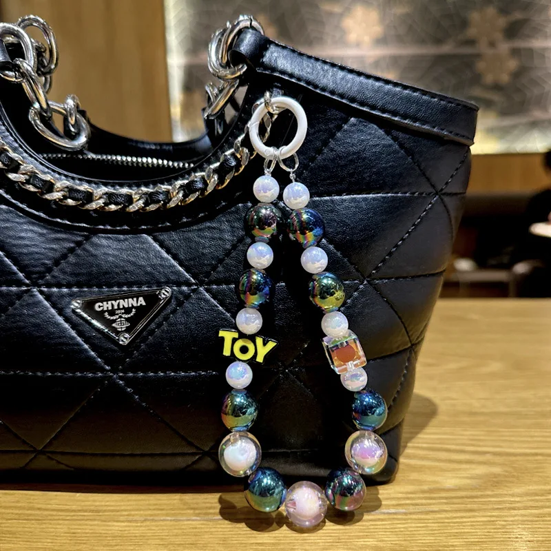 Hot Sell Cartoon Cheap Cute Bead Key Chain Bracelet Beaded Key Chain Beaded Mobile Phone Charm For Car Bag Accessories