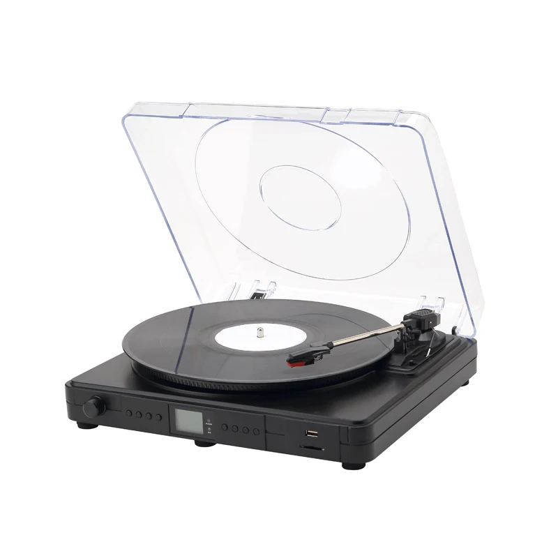 Portable Optional Bluetooth Turntable Plastic Phonograph USB SD Vinyl Record Player With Speakers