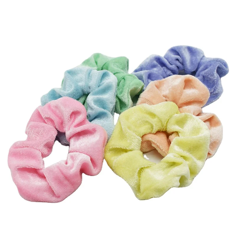 Sweet candy pastel colors velvet hair scrunchies for spring
